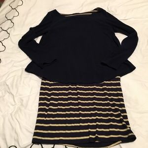 Body con dress with sweater over